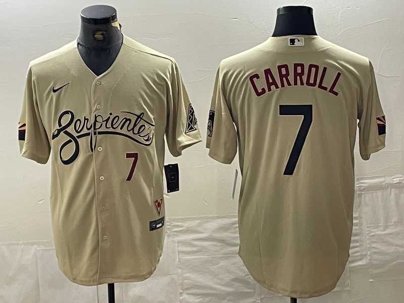 Mens Arizona Diamondbacks #7 Corbin Carroll Number 2021 Gold City Connect Cool Base Stitched Jerseys
